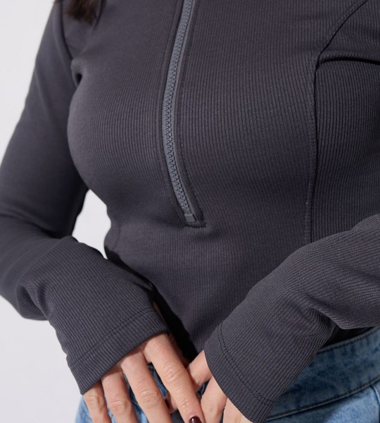 Лонгслів Zip Line Графіт | Showroom By Nona — зображення 2 Лонгслів Zip Line Графіт | Showroom By Nona — зображення 2